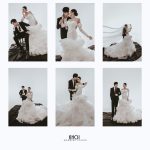 Bộ ảnh cưới pre-wedding sang trọng của cặp đôi trong studio với váy cưới lộng lẫy.