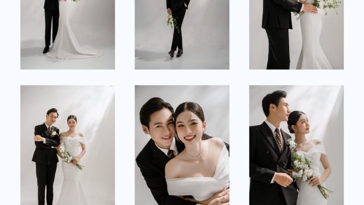 Bộ ảnh cưới pre-wedding phong cách Hàn Quốc sang trọng và lãng mạn được chụp tại studio.
