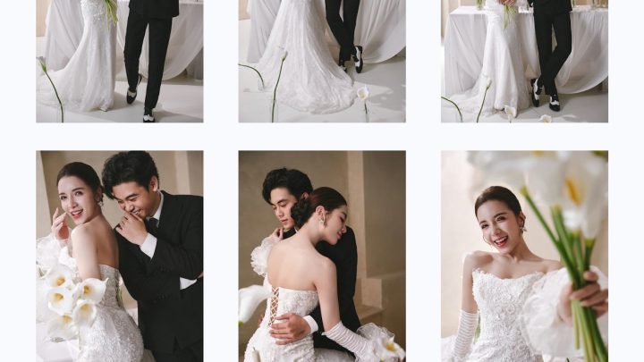 Bộ ảnh cưới lãng mạn và sang trọng của cặp đôi được thực hiện tại studio.