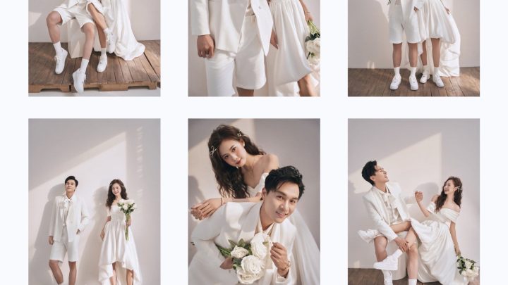 Bộ ảnh pre-wedding của cặp đôi với phong cách Hàn Quốc nhẹ nhàng, thanh lịch trong tông màu trắng tinh khôi.