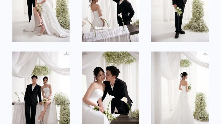 Bộ sưu tập ảnh cưới phong cách Hàn Quốc sang trọng và lãng mạn được chụp tại studio.