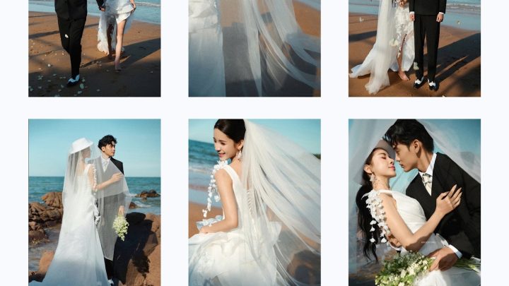 Bộ ảnh cưới lãng mạn của cặp đôi tại bãi biển với phong cách nhẹ nhàng và tinh tế.